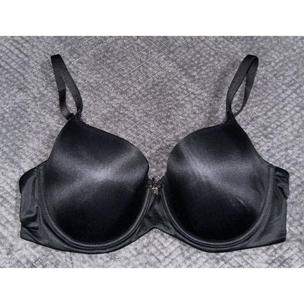 Victoria's Secret Lined Demi Smooth Black Bra Sz 36DD